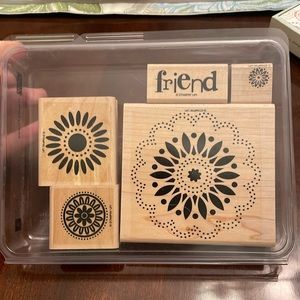 Stampin’ Up! | Set of 5 Rubber Stamps |  Friendly Flowers